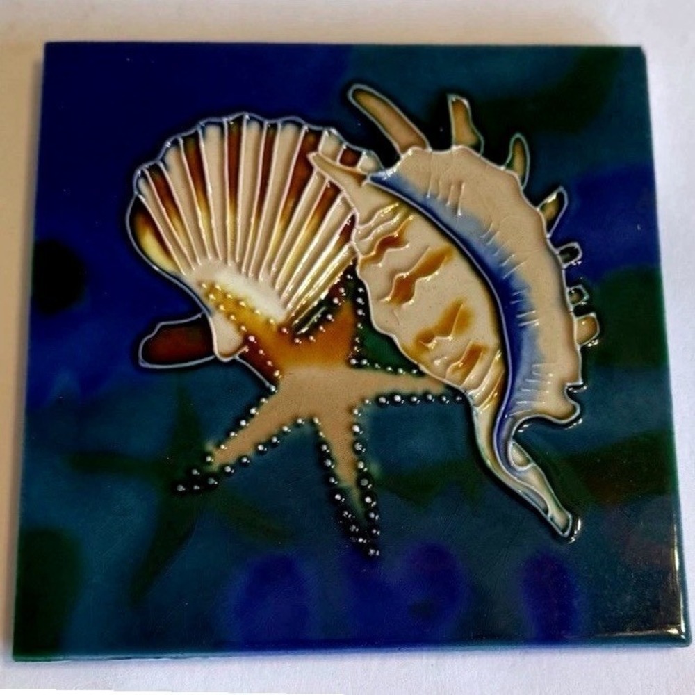 Art Tile Trivet Seashell and Starfish